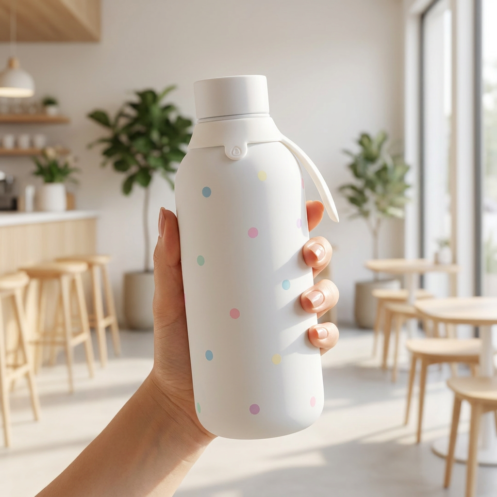 Botella Térmica de Acero Inoxidable con Interior Cerámico y Doble Tapón – Pastel Dots | Aurea