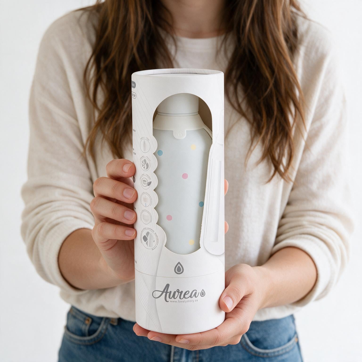 Botella Térmica de Acero Inoxidable con Interior Cerámico y Doble Tapón – Pastel Dots | Aurea