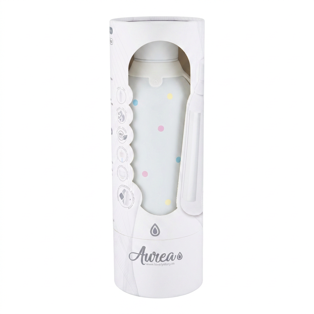 Botella Térmica de Acero Inoxidable con Interior Cerámico y Doble Tapón – Pastel Dots | Aurea