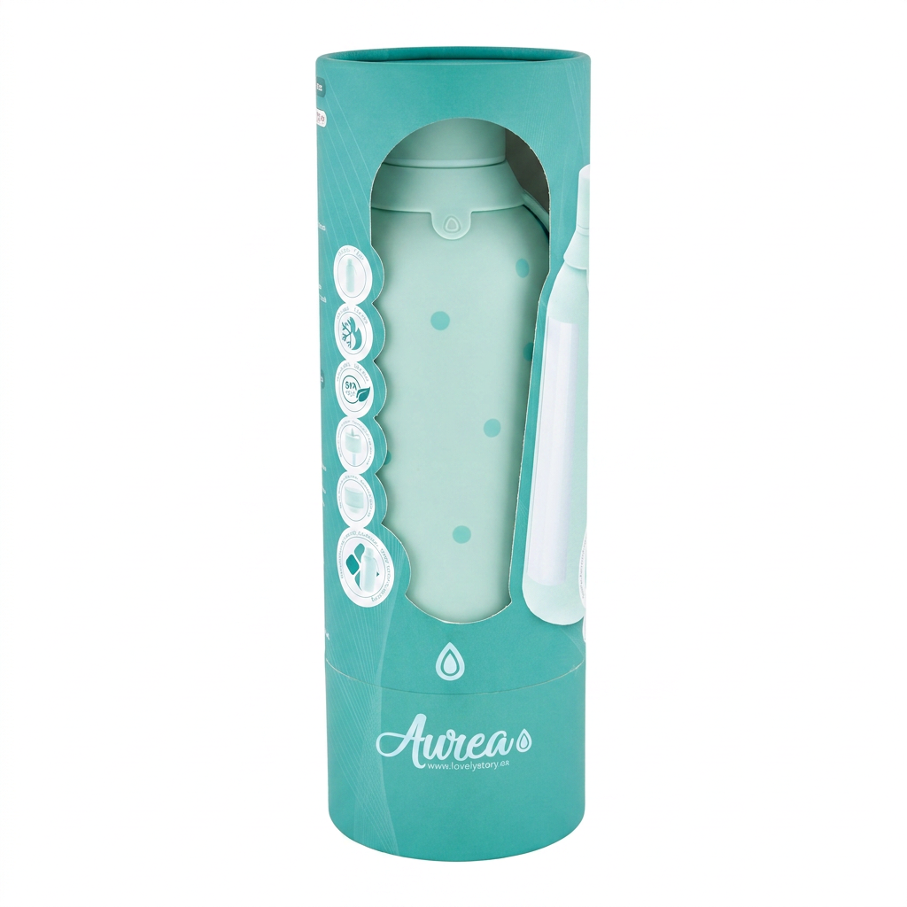 Botella Térmica de Acero Inoxidable con Interior Cerámico y Doble Tapón – Pastel Dots | Aurea