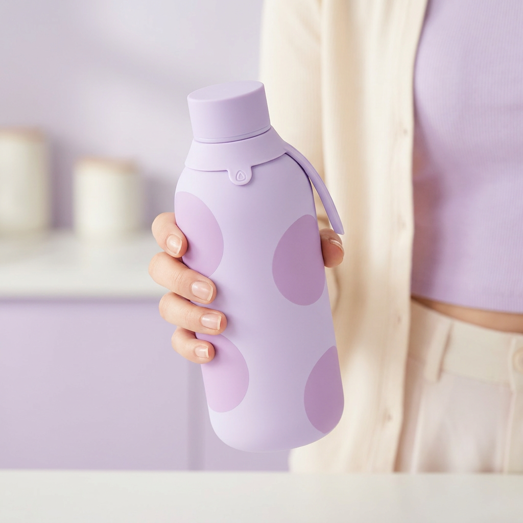 Botella Térmica de Acero Inoxidable con Interior Cerámico y Doble Tapón – Happy Dots | Aurea