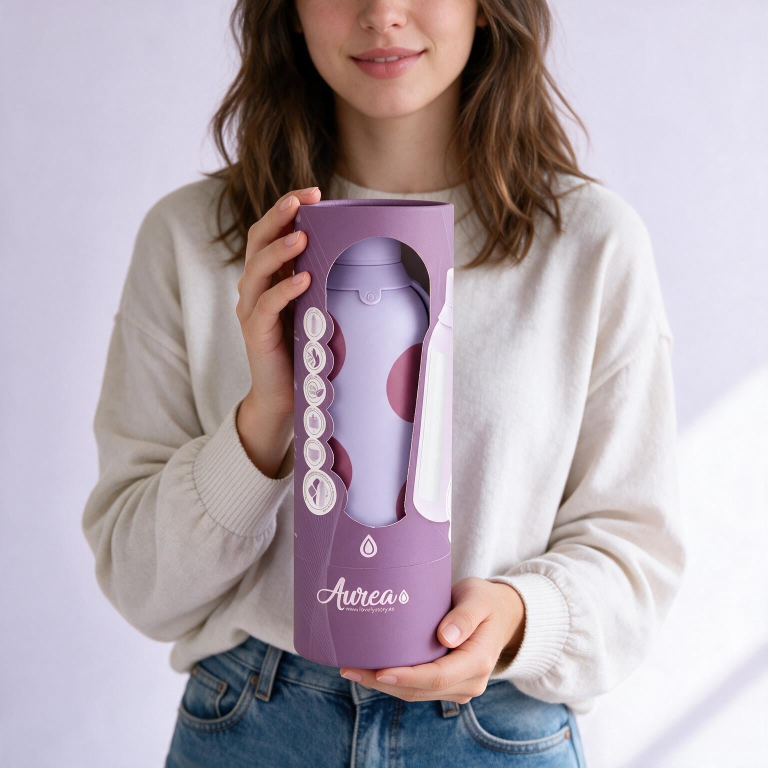 Botella Térmica de Acero Inoxidable con Interior Cerámico y Doble Tapón – Happy Dots | Aurea