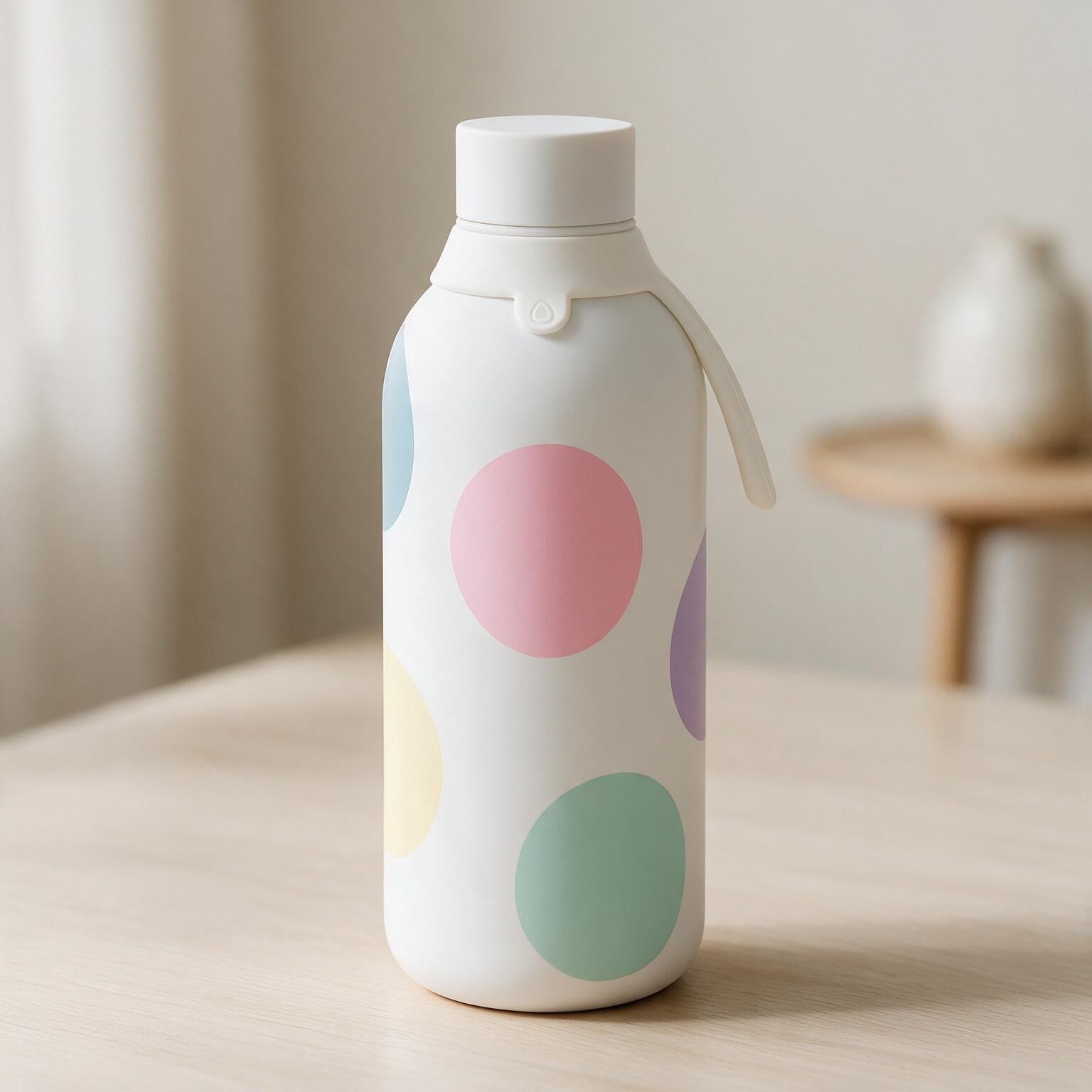 Botella Térmica de Acero Inoxidable con Interior Cerámico y Doble Tapón – Happy Dots | Aurea