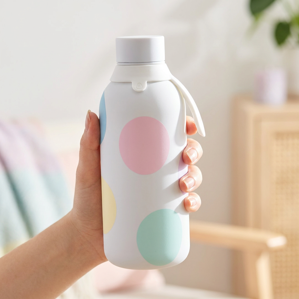 Botella Térmica de Acero Inoxidable con Interior Cerámico y Doble Tapón – Happy Dots | Aurea