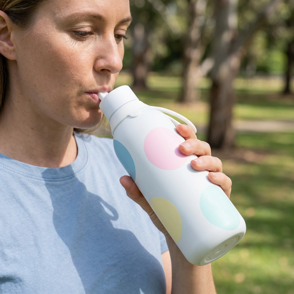 Botella Térmica de Acero Inoxidable con Interior Cerámico y Doble Tapón – Happy Dots | Aurea