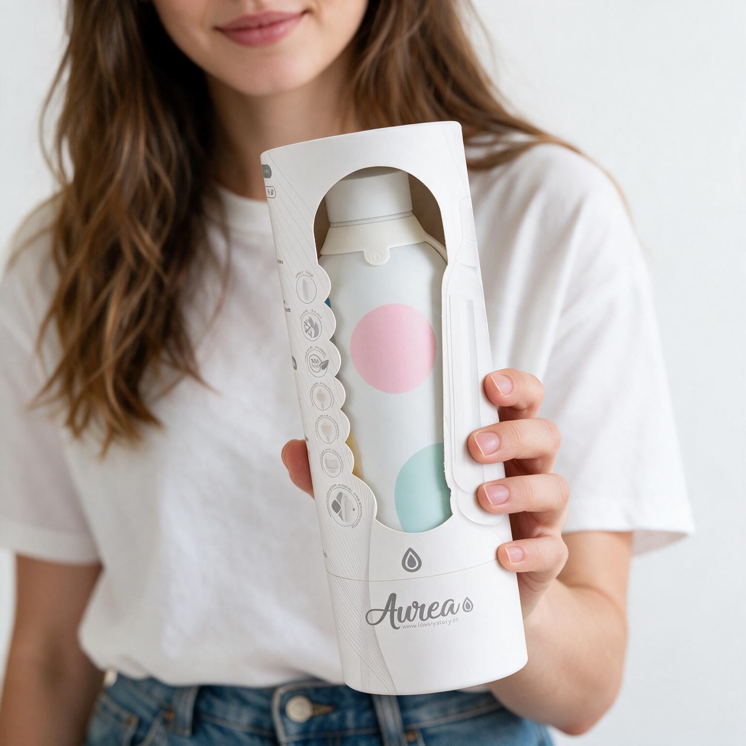 Botella Térmica de Acero Inoxidable con Interior Cerámico y Doble Tapón – Happy Dots | Aurea