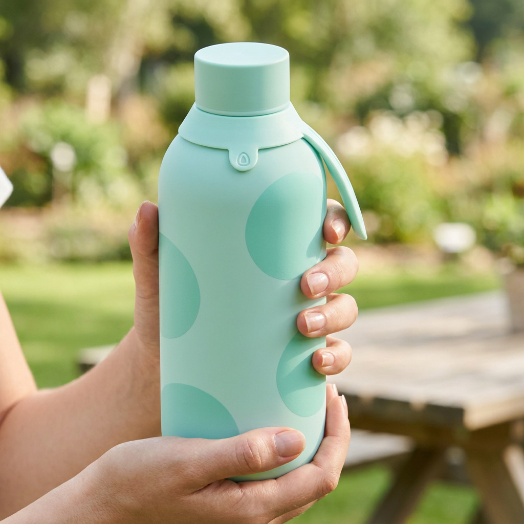 Botella Térmica de Acero Inoxidable con Interior Cerámico y Doble Tapón – Happy Dots | Aurea