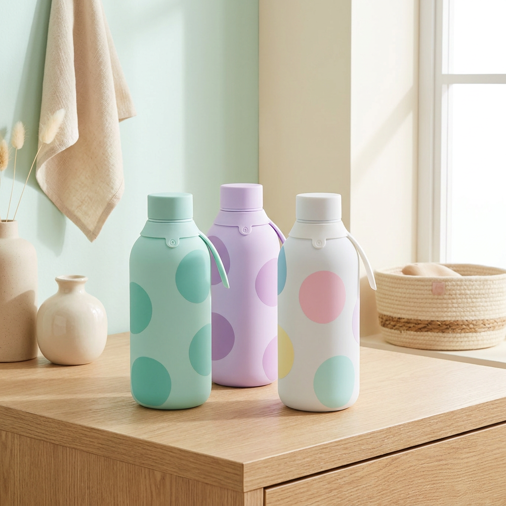 Botella Térmica de Acero Inoxidable con Interior Cerámico y Doble Tapón – Happy Dots | Aurea