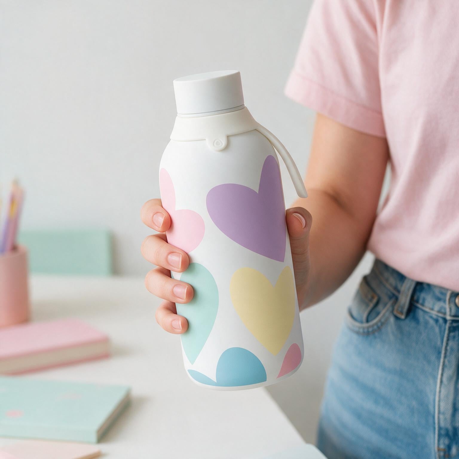 Botella Térmica de Acero Inoxidable con Interior Cerámico y Doble Tapón – Sweet Love | Aurea
