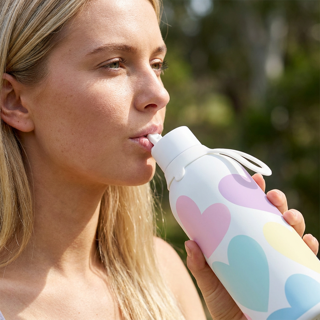 Botella Térmica de Acero Inoxidable con Interior Cerámico y Doble Tapón – Sweet Love | Aurea