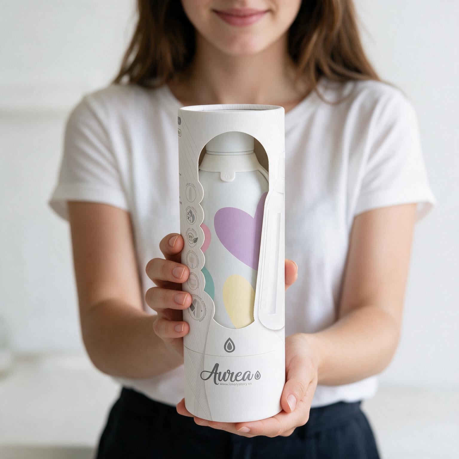 Botella Térmica de Acero Inoxidable con Interior Cerámico y Doble Tapón – Sweet Love | Aurea