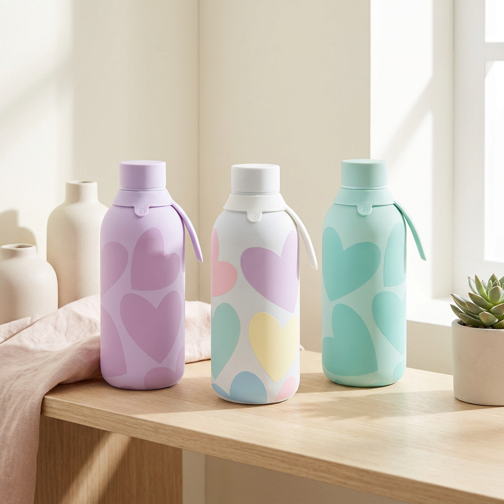 Botella Térmica de Acero Inoxidable con Interior Cerámico y Doble Tapón – Sweet Love | Aurea