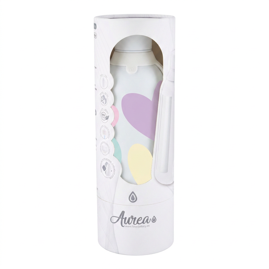 Botella Térmica de Acero Inoxidable con Interior Cerámico y Doble Tapón – Sweet Love | Aurea