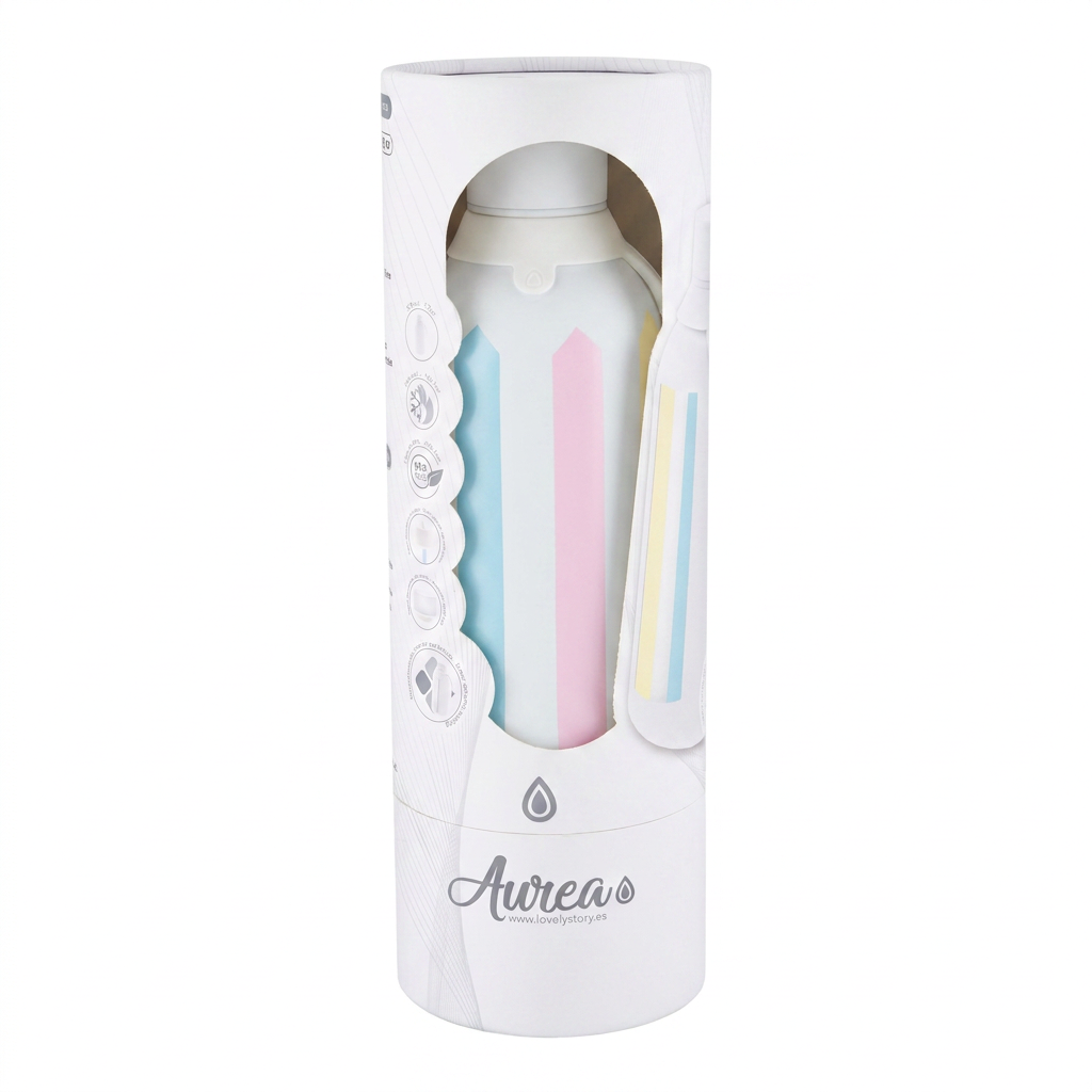Botella Térmica de Acero Inoxidable con Interior Cerámico y Doble Tapón – Candy Lines | Aurea