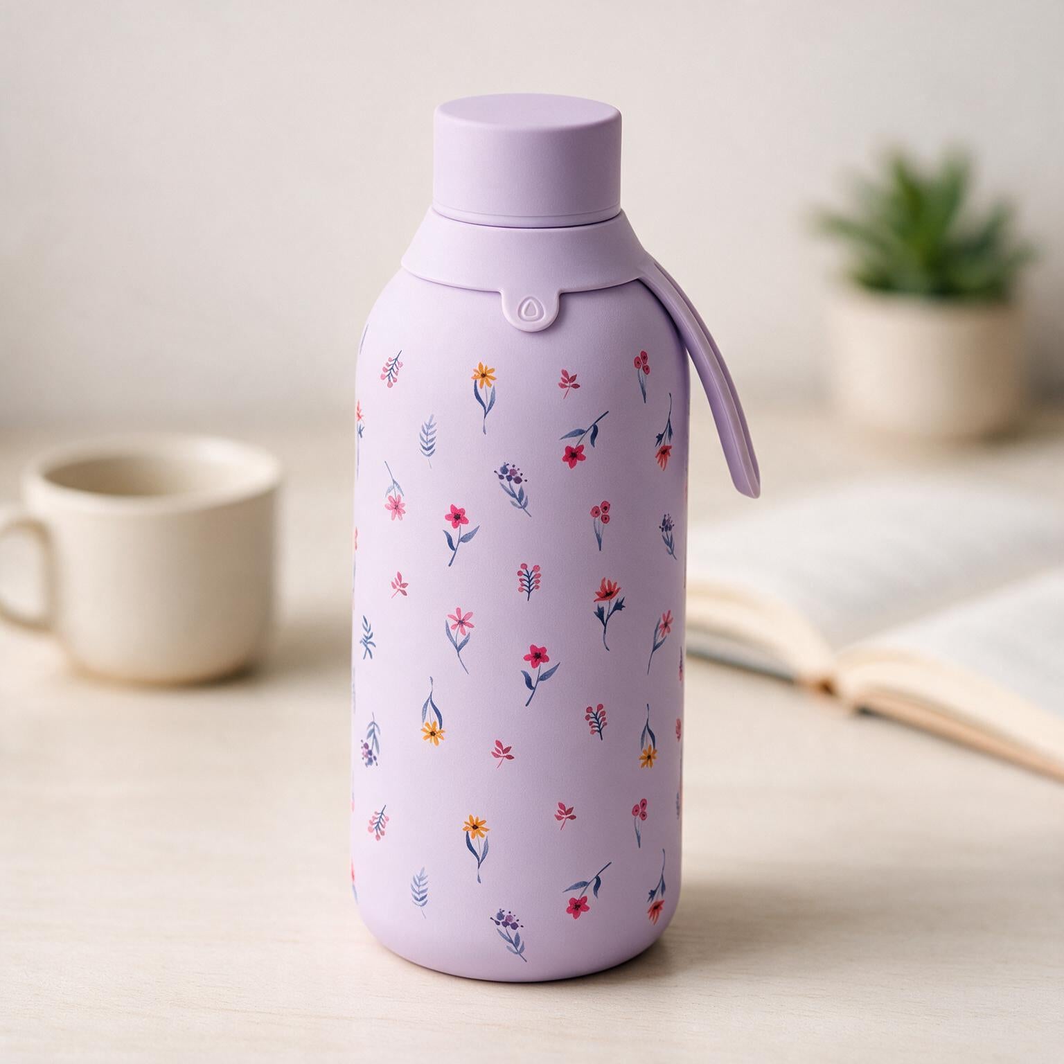 Botella Térmica de Acero Inoxidable con Interior Cerámico y Doble Tapón – Little Bloom | Aurea