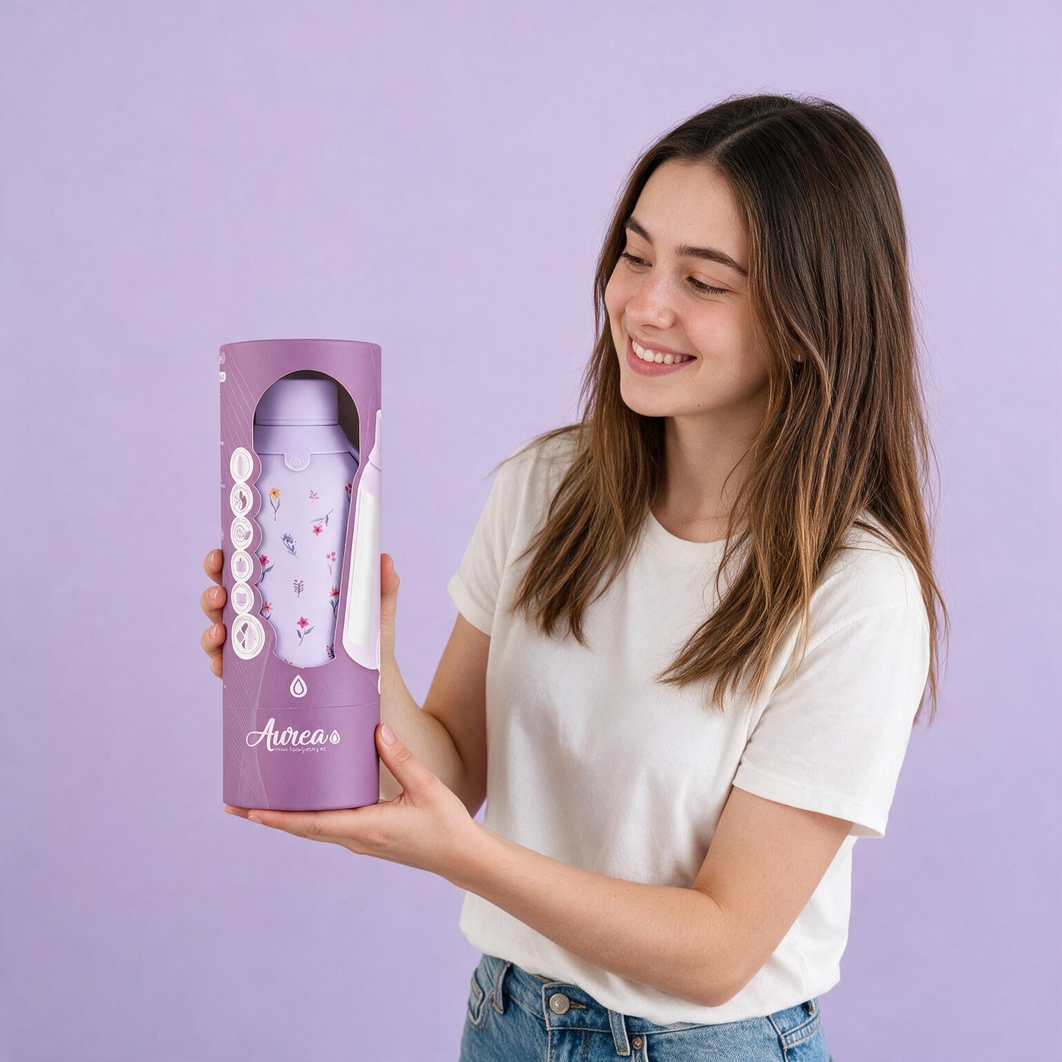Botella Térmica de Acero Inoxidable con Interior Cerámico y Doble Tapón – Little Bloom | Aurea