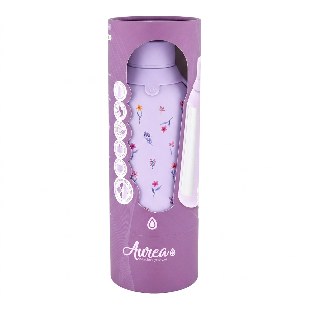 Botella Térmica de Acero Inoxidable con Interior Cerámico y Doble Tapón – Little Bloom | Aurea