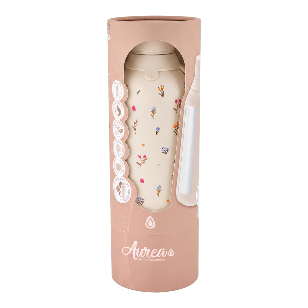 Botella Térmica de Acero Inoxidable con Interior Cerámico y Doble Tapón – Little Bloom | Aurea