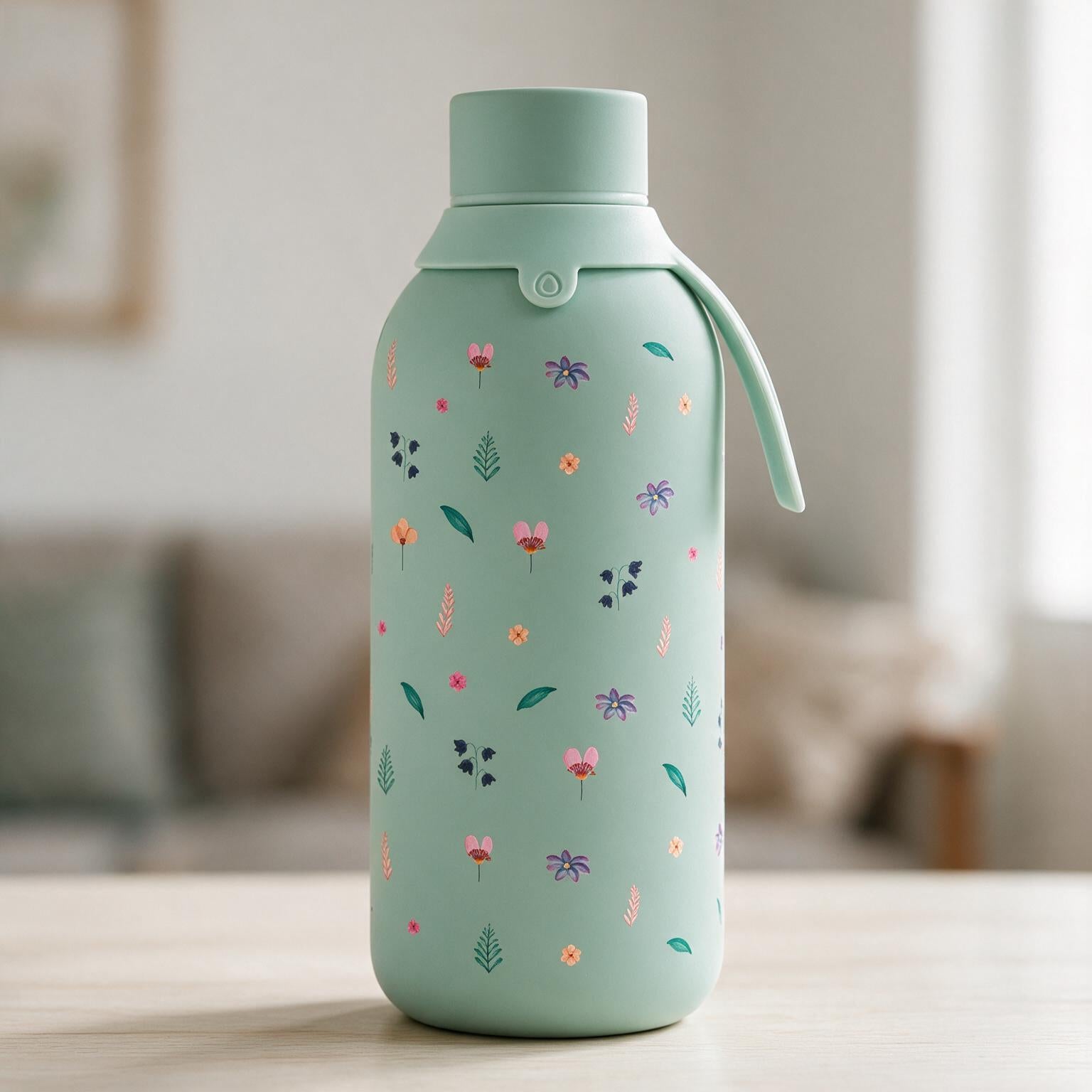 Botella Térmica de Acero Inoxidable con Interior Cerámico y Doble Tapón – Little Bloom | Aurea