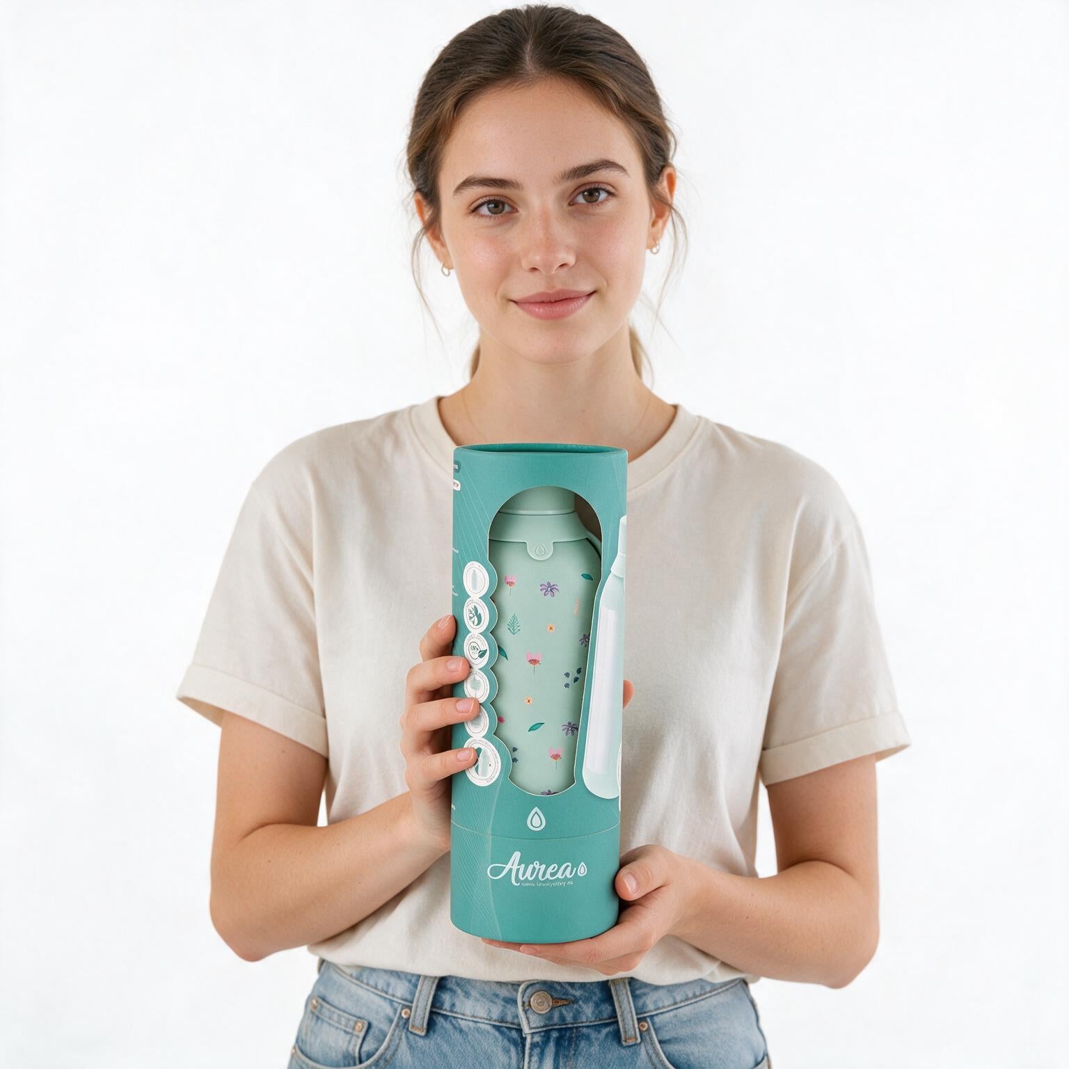 Botella Térmica de Acero Inoxidable con Interior Cerámico y Doble Tapón – Little Bloom | Aurea