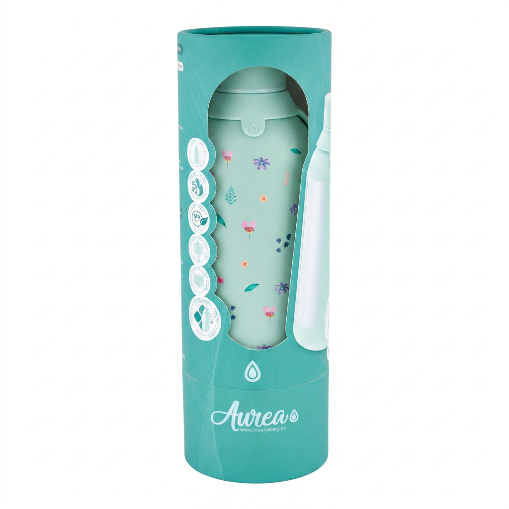 Botella Térmica de Acero Inoxidable con Interior Cerámico y Doble Tapón – Little Bloom | Aurea