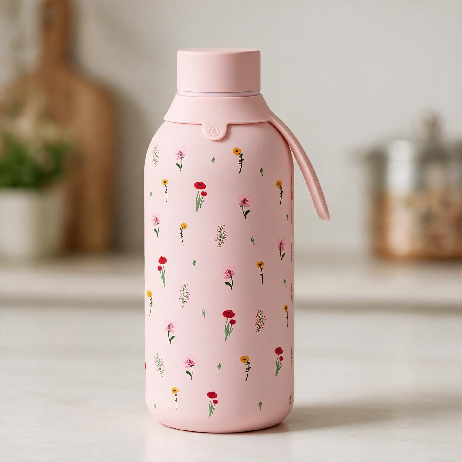 Botella Térmica de Acero Inoxidable con Interior Cerámico y Doble Tapón – Little Bloom | Aurea