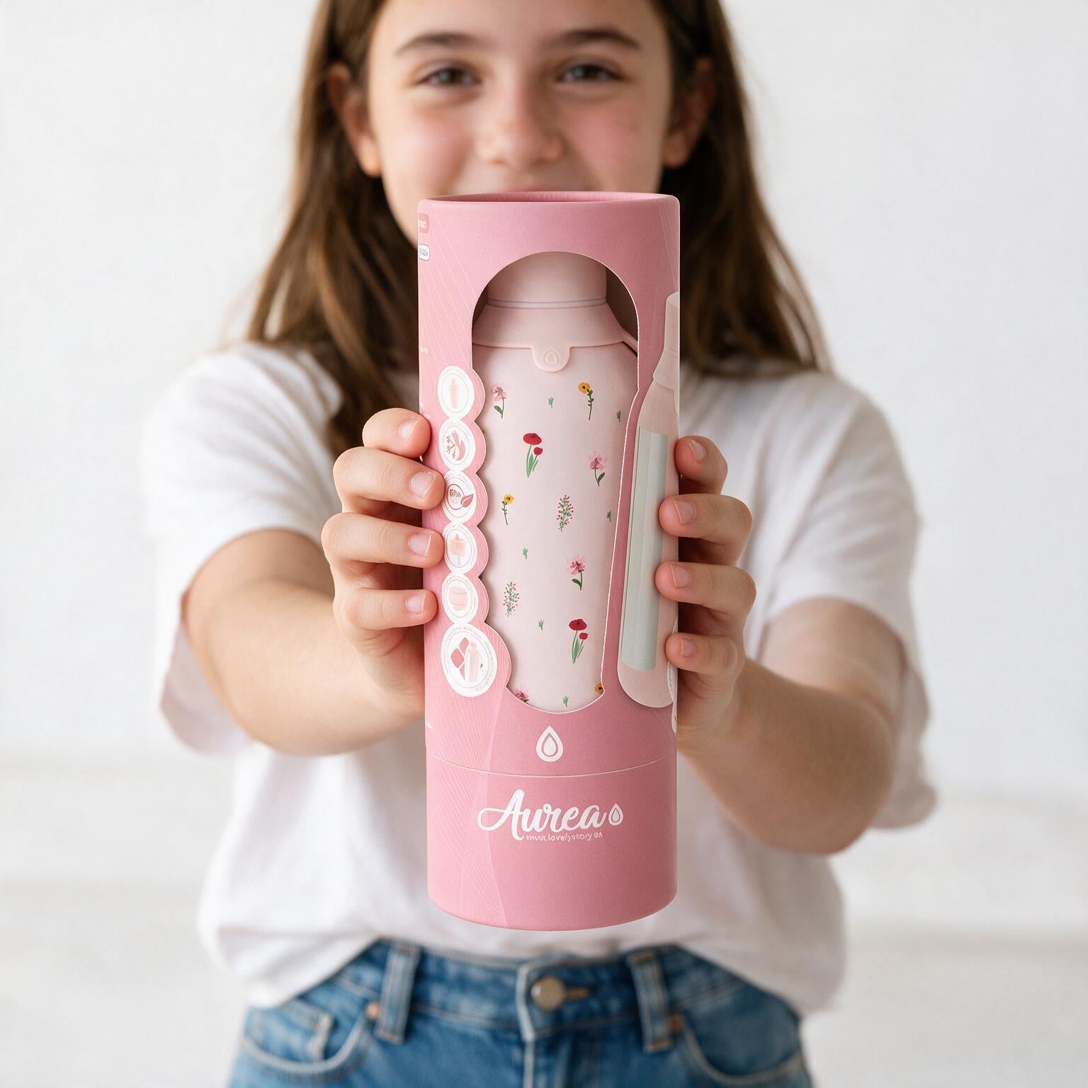 Botella Térmica de Acero Inoxidable con Interior Cerámico y Doble Tapón – Little Bloom | Aurea