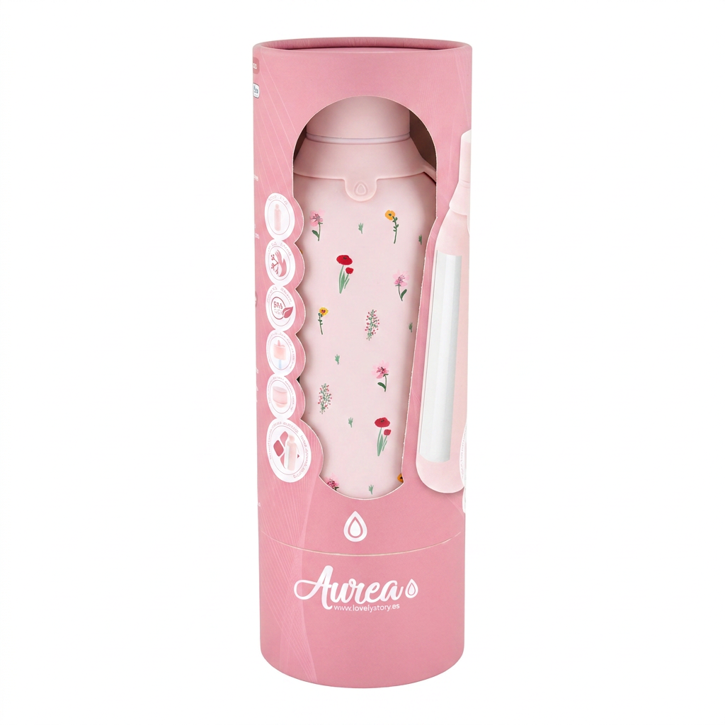 Botella Térmica de Acero Inoxidable con Interior Cerámico y Doble Tapón – Little Bloom | Aurea