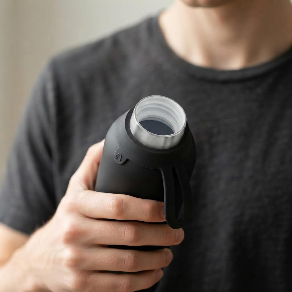 Botella Térmica de Acero Inoxidable con Interior Cerámico y Doble Tapón – Lisa | Aurea