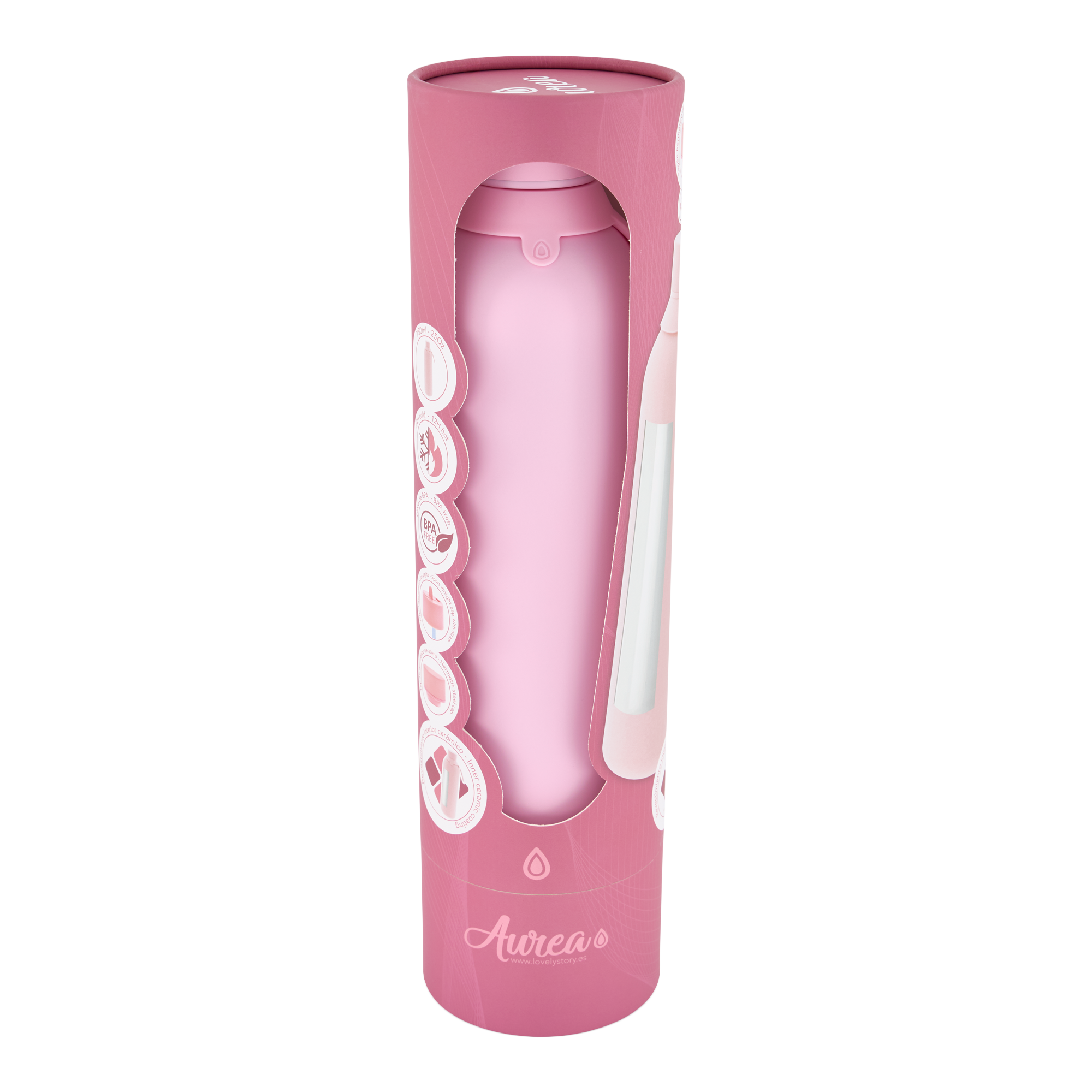 Botella Térmica de Acero Inoxidable con Interior Cerámico y Doble Tapón – Happy Dots | Aurea