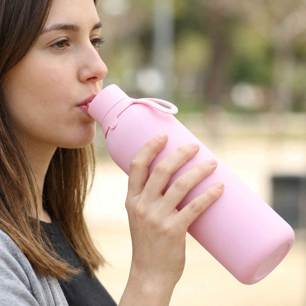 Botella Térmica de Acero Inoxidable con Interior Cerámico y Doble Tapón – Lisa | Aurea