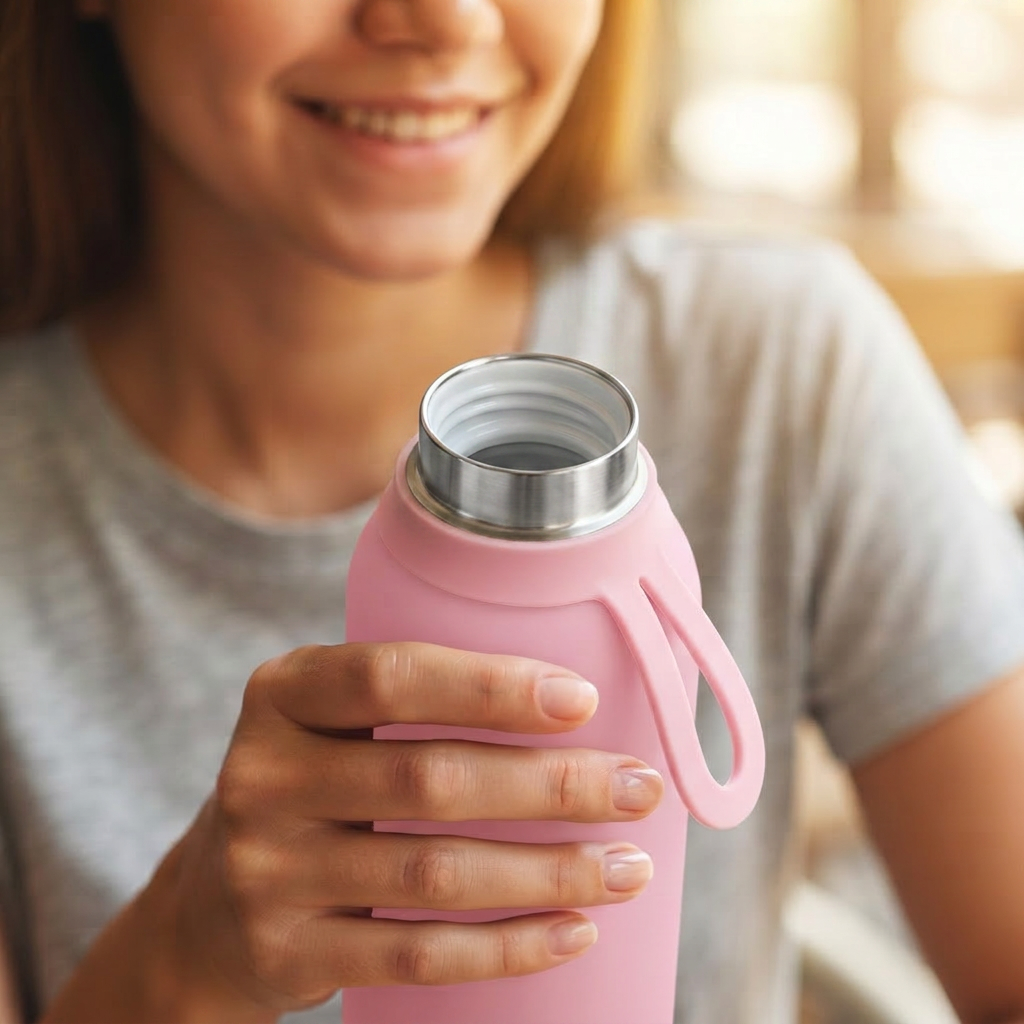 Botella Térmica de Acero Inoxidable con Interior Cerámico y Doble Tapón – Lisa | Aurea