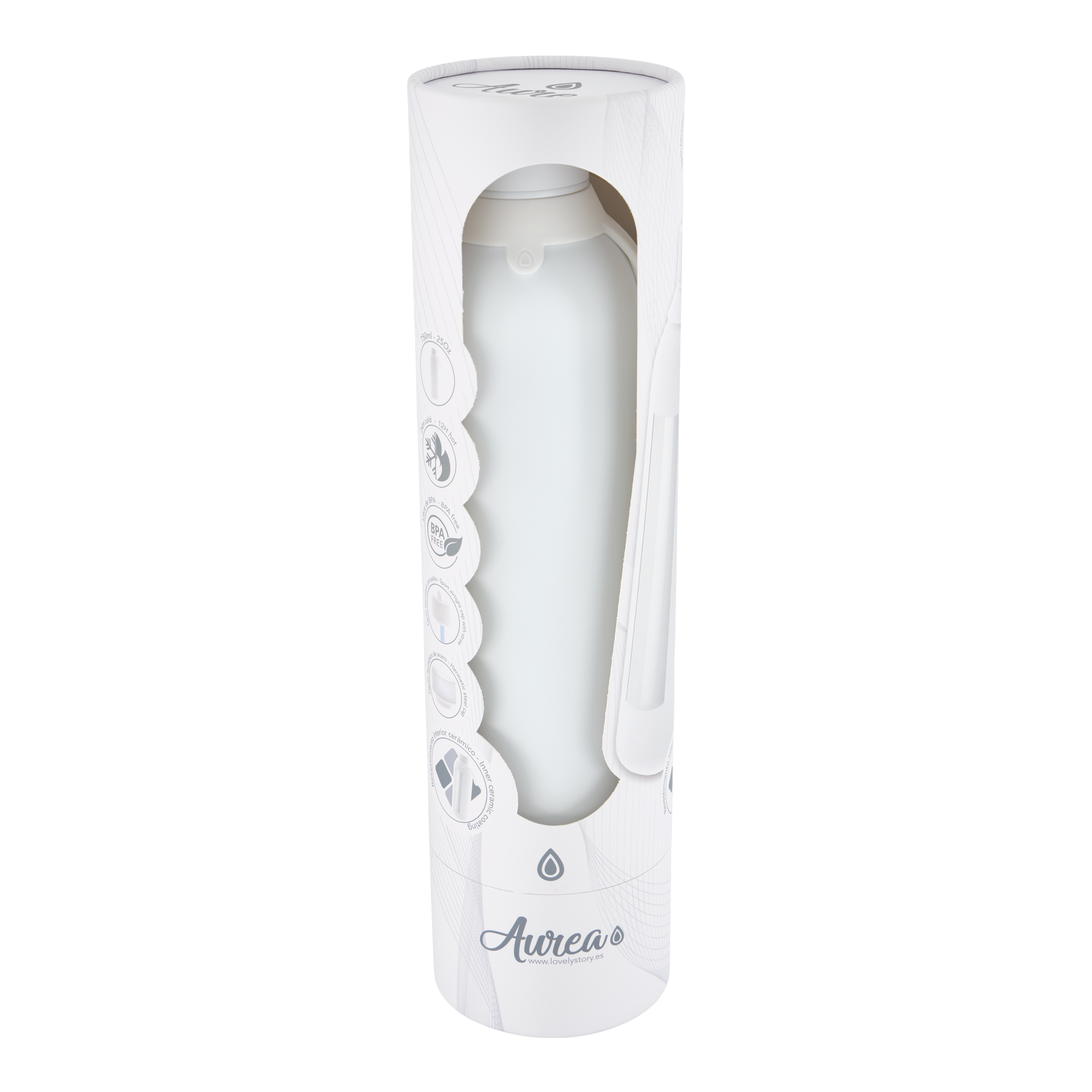 Botella Térmica de Acero Inoxidable con Interior Cerámico y Doble Tapón – Floral Essence | Aurea