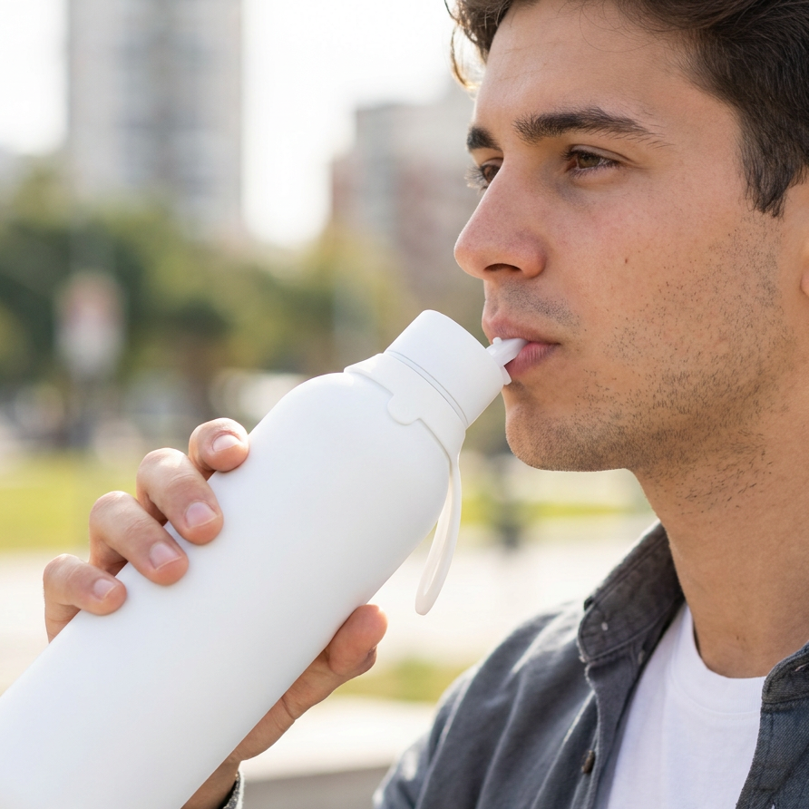 Botella Térmica de Acero Inoxidable con Interior Cerámico y Doble Tapón – Lisa | Aurea