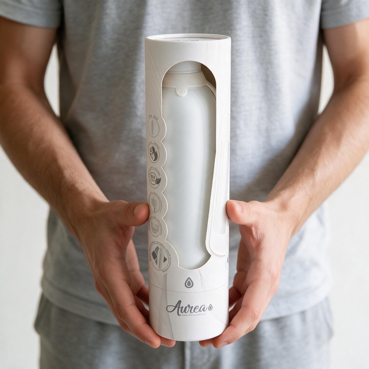 Botella Térmica de Acero Inoxidable con Interior Cerámico y Doble Tapón – Lisa | Aurea