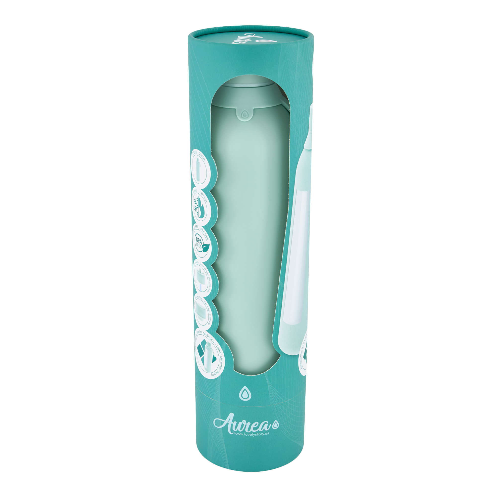 Botella Térmica de Acero Inoxidable con Interior Cerámico y Doble Tapón – Happy Dots | Aurea