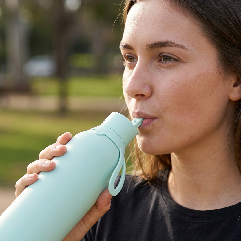 Botella Térmica de Acero Inoxidable con Interior Cerámico y Doble Tapón – Lisa | Aurea
