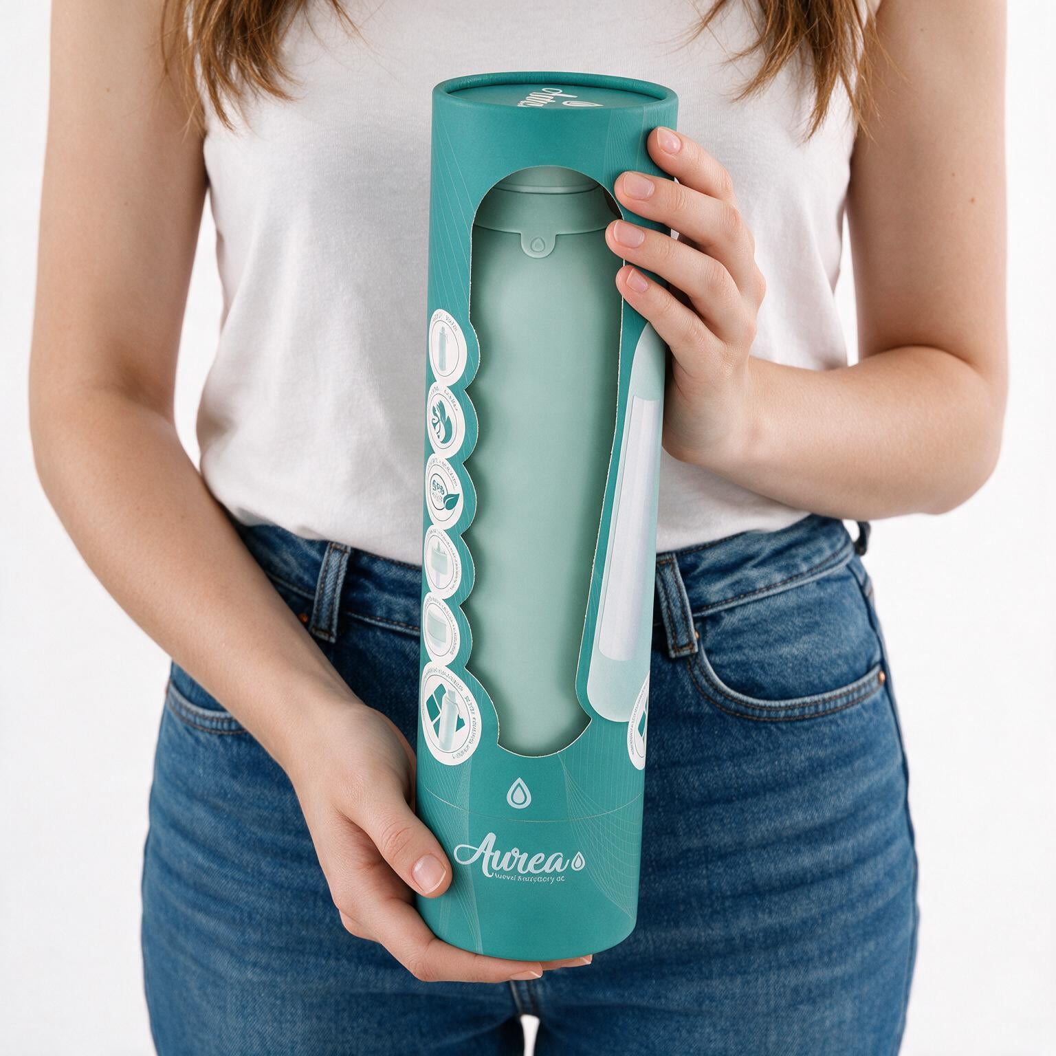 Botella Térmica de Acero Inoxidable con Interior Cerámico y Doble Tapón – Lisa | Aurea