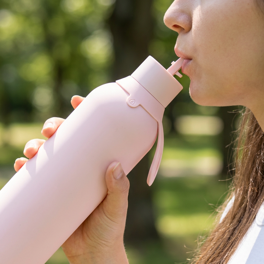 Botella Térmica de Acero Inoxidable con Interior Cerámico y Doble Tapón – Lisa | Aurea