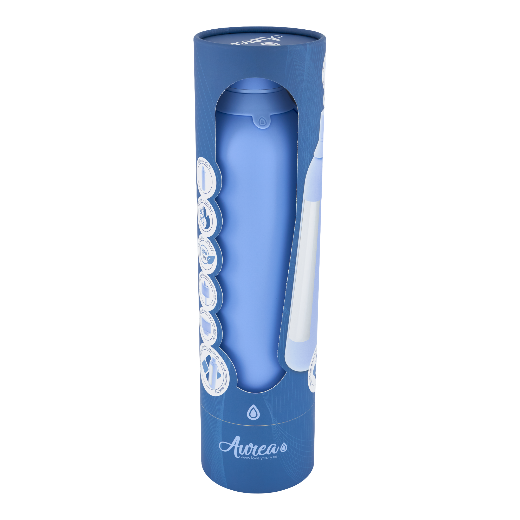 Botella Térmica de Acero Inoxidable con Interior Cerámico y Doble Tapón – Floral Essence | Aurea