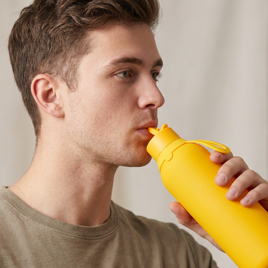 Botella Térmica de Acero Inoxidable con Interior Cerámico y Doble Tapón – Lisa | Aurea