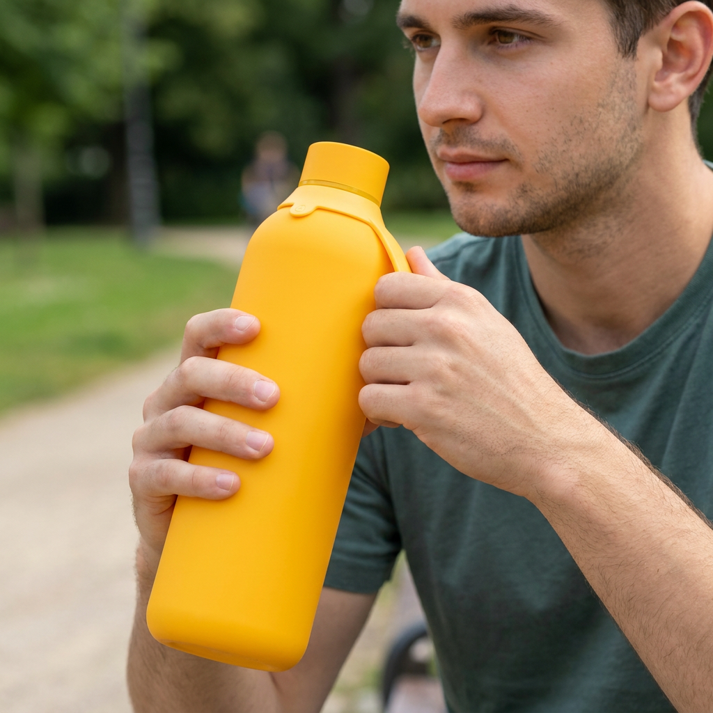 Botella Térmica de Acero Inoxidable con Interior Cerámico y Doble Tapón – Lisa | Aurea