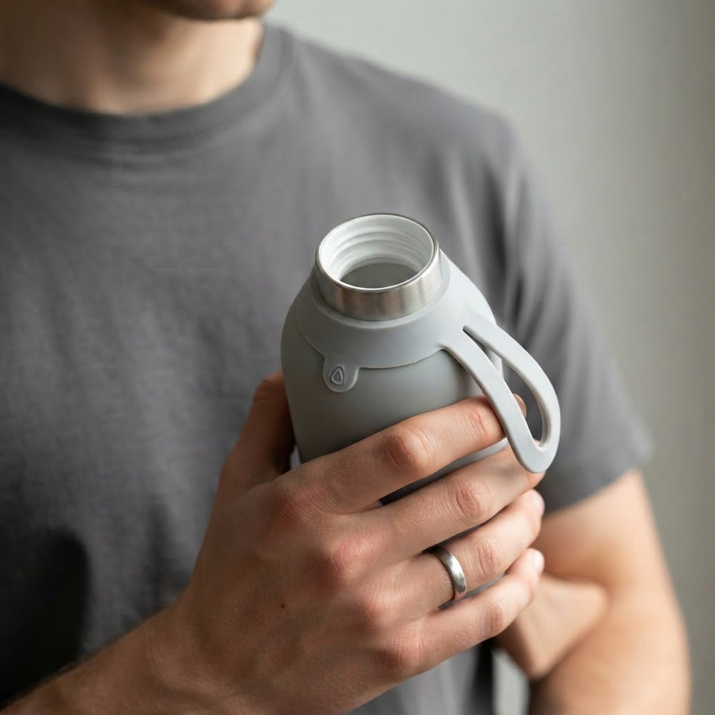 Botella Térmica de Acero Inoxidable con Interior Cerámico y Doble Tapón – Lisa | Aurea