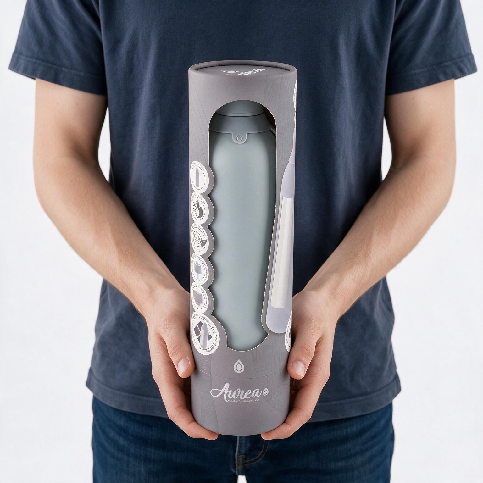 Botella Térmica de Acero Inoxidable con Interior Cerámico y Doble Tapón – Lisa | Aurea
