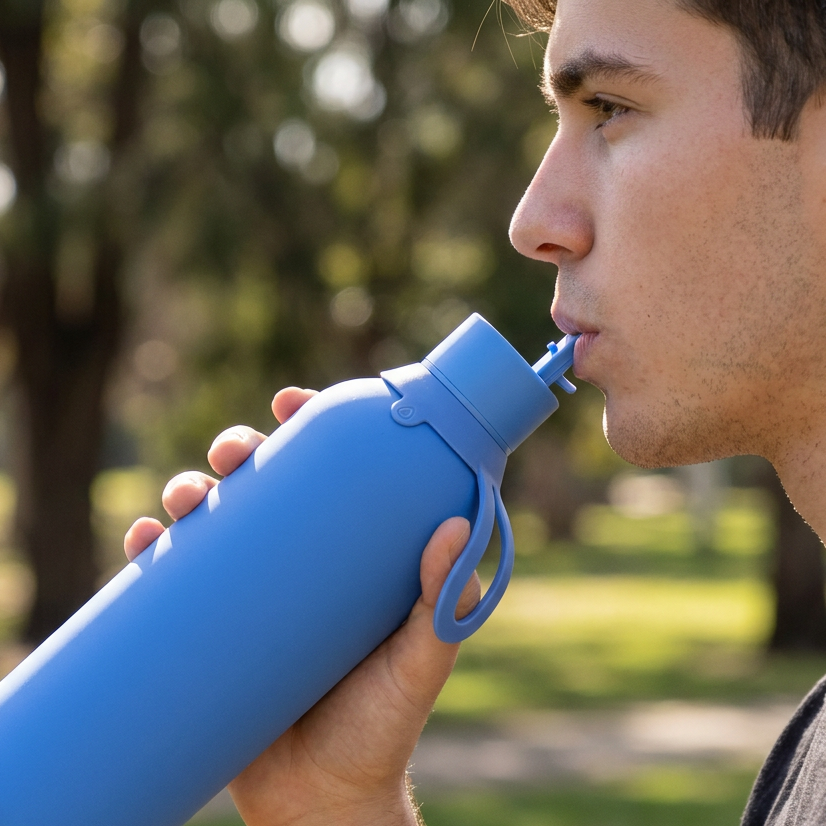 Botella Térmica de Acero Inoxidable con Interior Cerámico y Doble Tapón – Lisa | Aurea