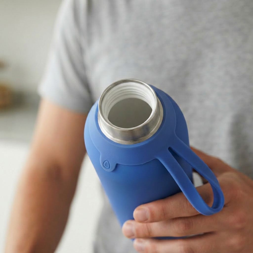Botella Térmica de Acero Inoxidable con Interior Cerámico y Doble Tapón – Lisa | Aurea