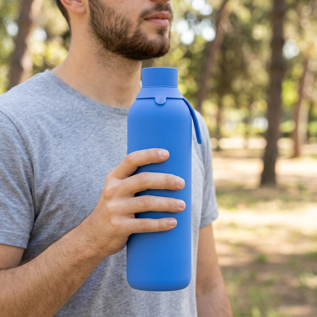 Botella Térmica de Acero Inoxidable con Interior Cerámico y Doble Tapón – Lisa | Aurea