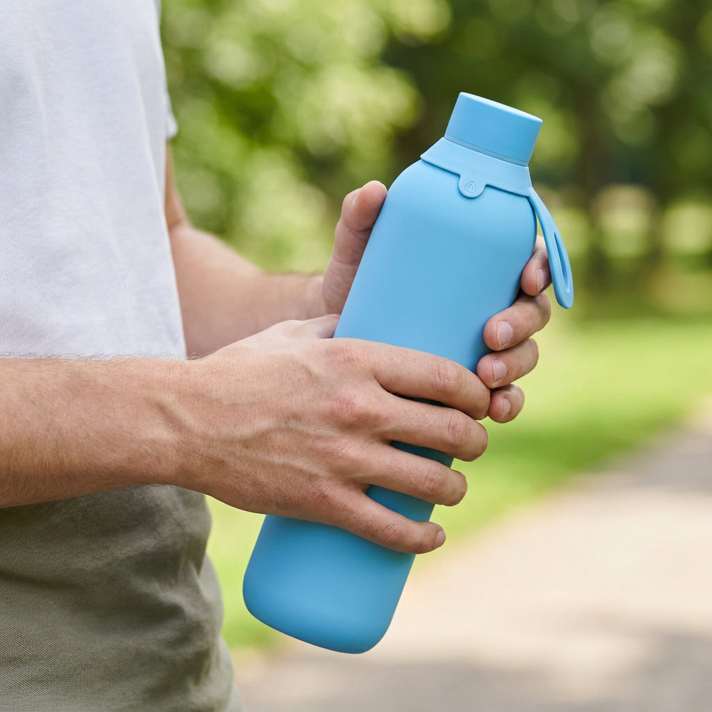 Botella Térmica de Acero Inoxidable con Interior Cerámico y Doble Tapón – Lisa | Aurea