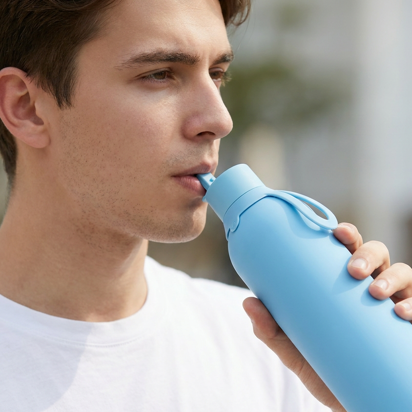 Botella Térmica de Acero Inoxidable con Interior Cerámico y Doble Tapón – Lisa | Aurea
