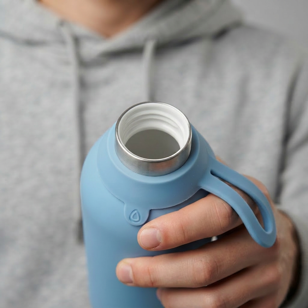 Botella Térmica de Acero Inoxidable con Interior Cerámico y Doble Tapón – Lisa | Aurea
